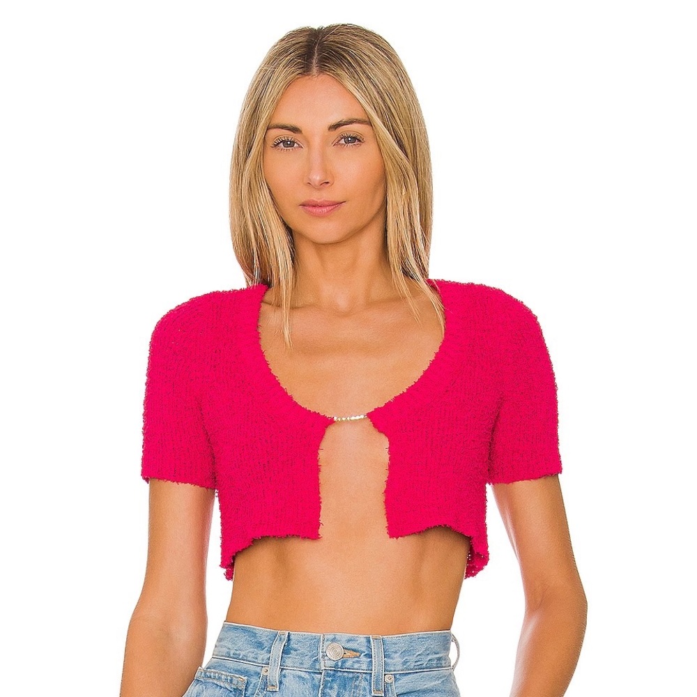 Juniper Textured Cropped Cardi w/ Chain